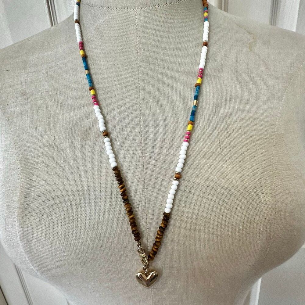 Rebecca Minkoff Gold Plated Beaded Heart Necklace - Picture 2 of 11